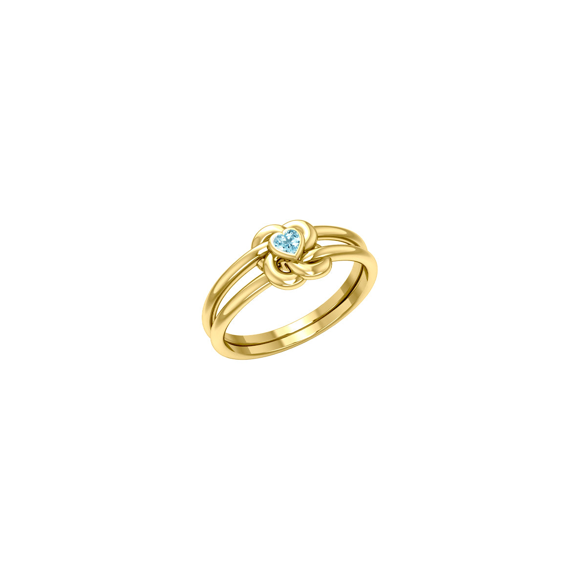 Celtic Knotwork Solid Yellow Gold Ring With Heart Gemstone GRI2308