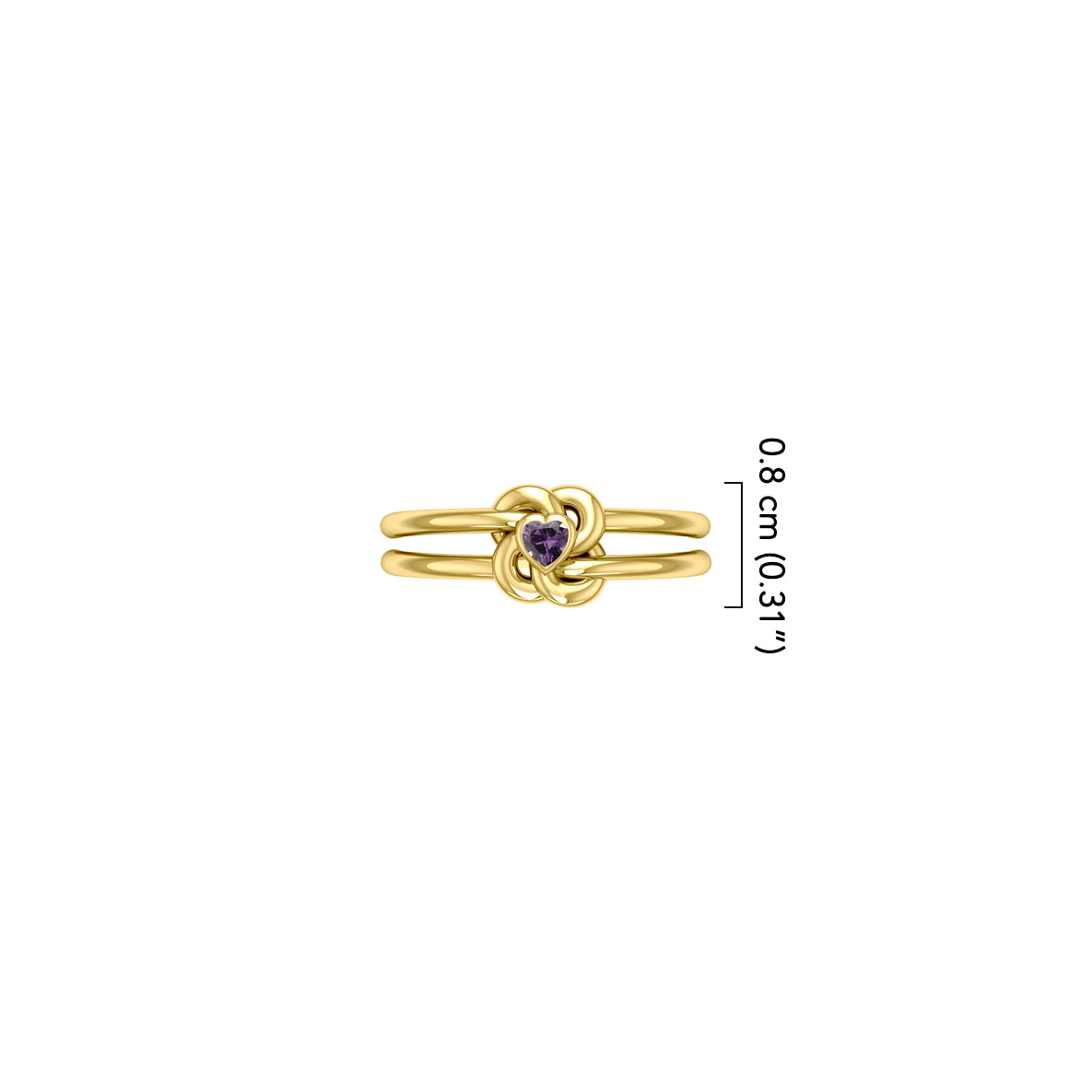 Celtic Knotwork Solid Yellow Gold Ring With Heart Gemstone GRI2308