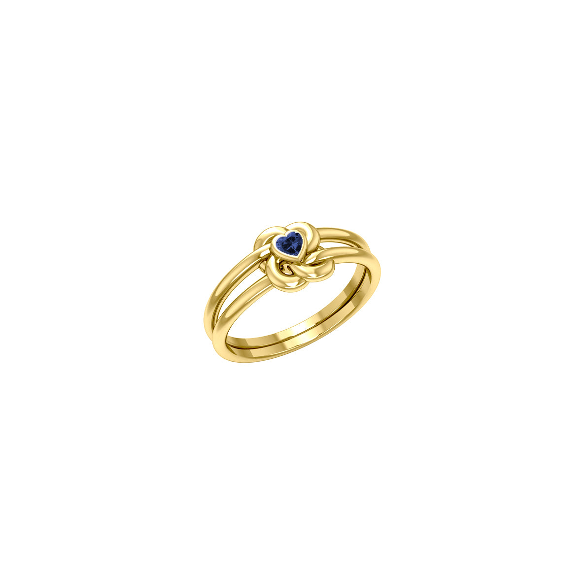Celtic Knotwork Solid Yellow Gold Ring With Heart Gemstone GRI2308