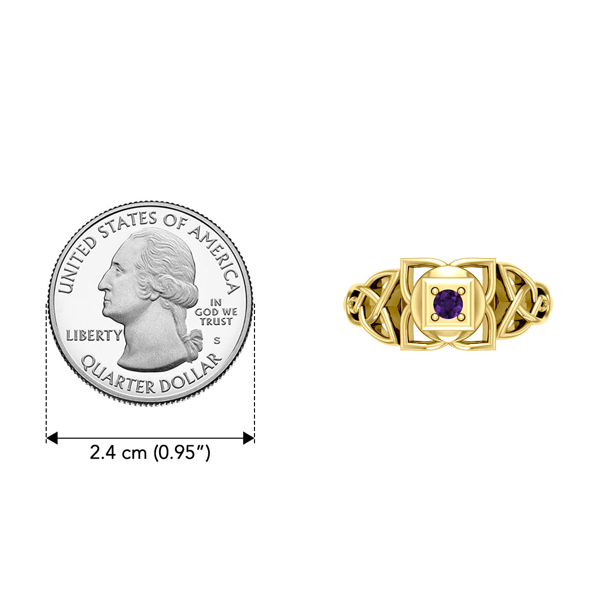Muladhara Root Chakra with Celtic Designs Solid Yellow Gold Ring GRI2351