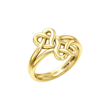 Double Celtic Heart Solid Gold Ring GRI2391 - Jewelry