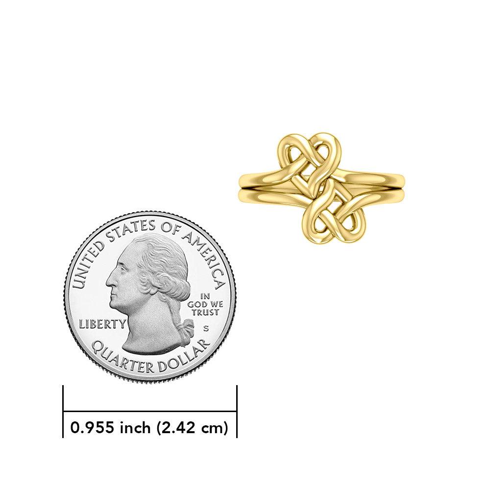 Double Celtic Heart Solid Gold Ring GRI2391 - Jewelry