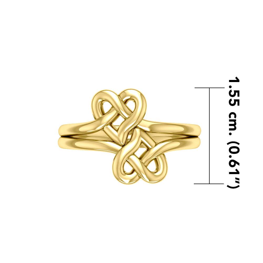 Double Celtic Heart Solid Gold Ring GRI2391 - Jewelry