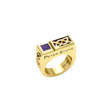 Rectangle Modern Solid Yellow Gold Men Ring With Square Gemstone GRI2414