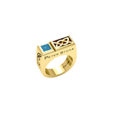 Rectangle Modern Solid Yellow Gold Men Ring With Square Gemstone GRI2414