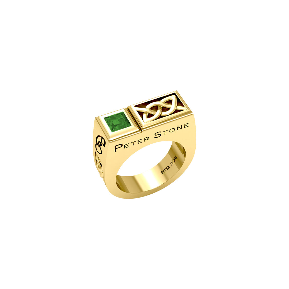 Rectangle Modern Solid Yellow Gold Men Ring With Square Gemstone GRI2414