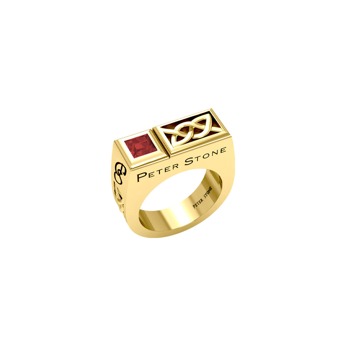 Rectangle Modern Solid Yellow Gold Men Ring With Square Gemstone GRI2414