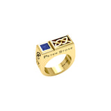 Rectangle Modern Solid Yellow Gold Men Ring With Square Gemstone GRI2414