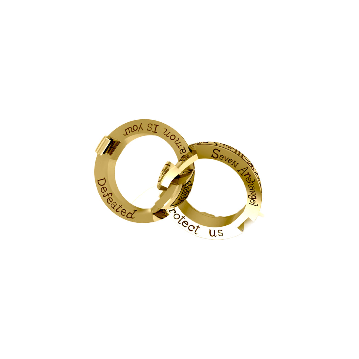 Peter Stone Puzzle Ring Theme Sigil of Archangels & Demons Solid Yellow Gold Ring GRI2444