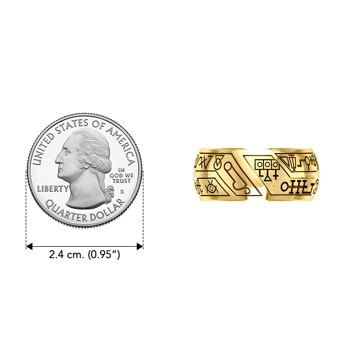 Peter Stone Puzzle Ring Theme Sigil of Archangels & Demons Solid Yellow Gold Ring GRI2444