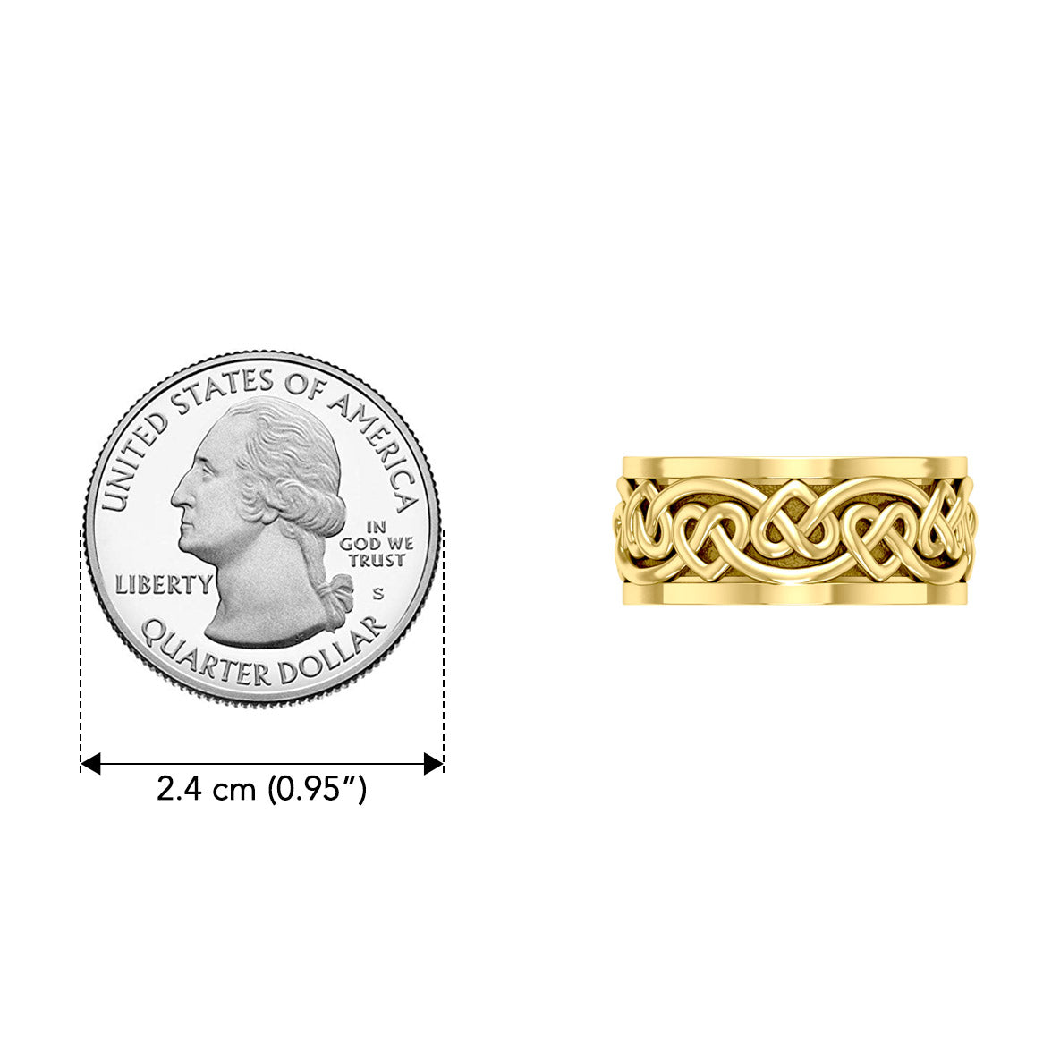 Celtic Heart Solid Yellow Gold Spinner Ring GRI2454