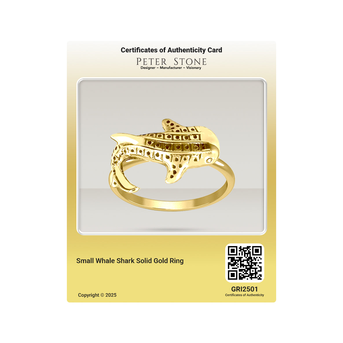 Small Whale Shark Solid Gold Ring GRI2501