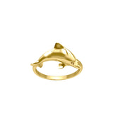 Jumping Dolphin Solid Gold Ring GRI2505