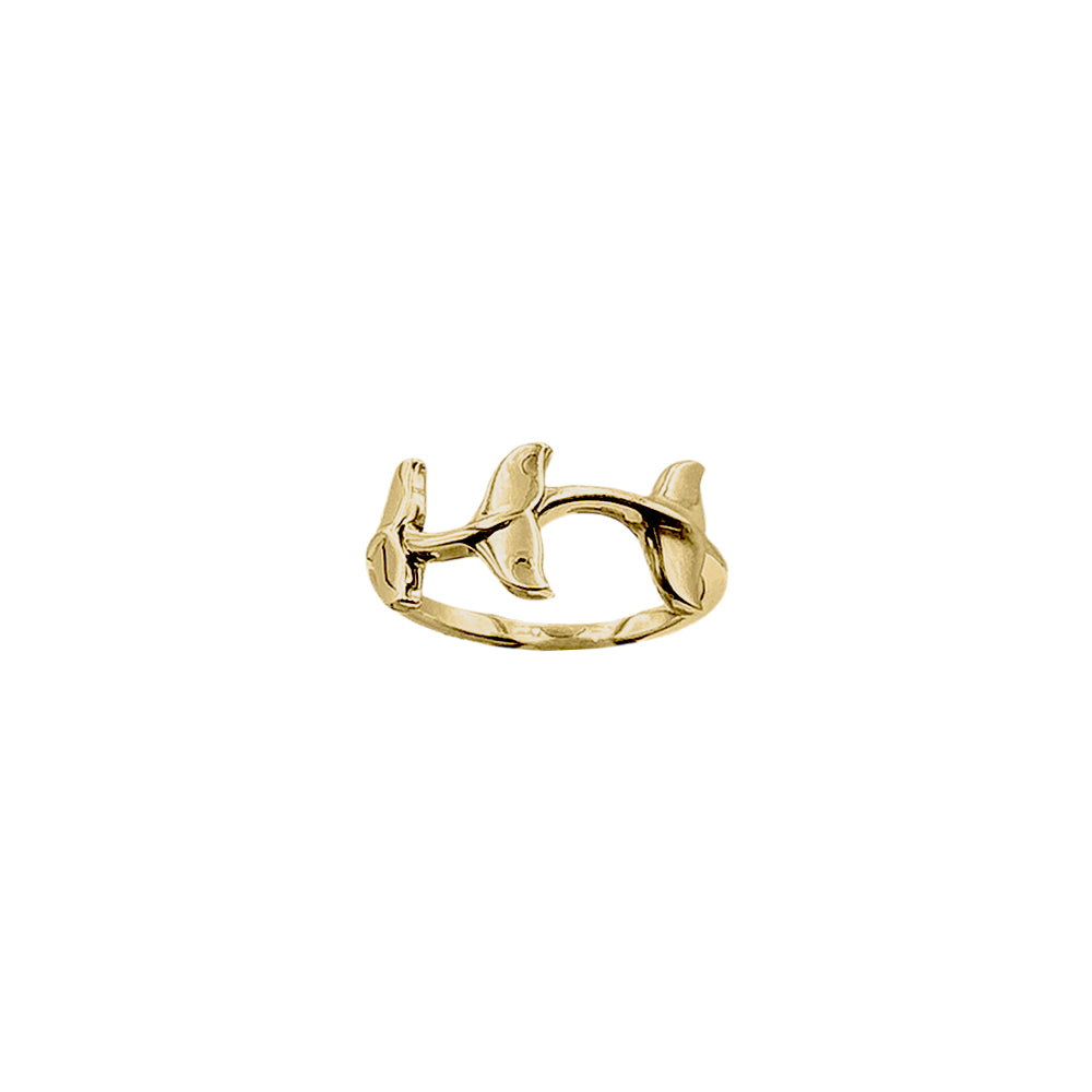 Triple Whale Tails Solid Gold Ring GRI2530