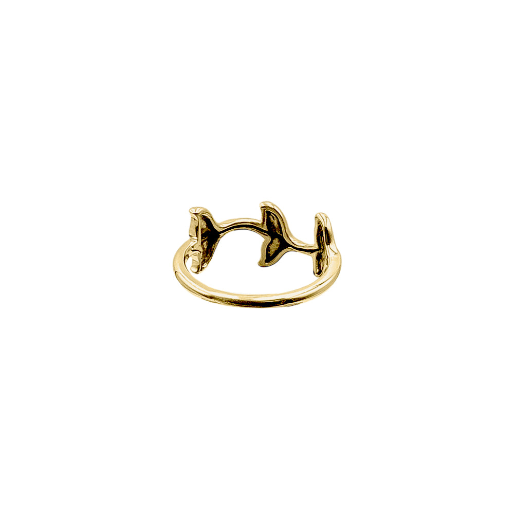 Triple Whale Tails Solid Gold Ring GRI2530