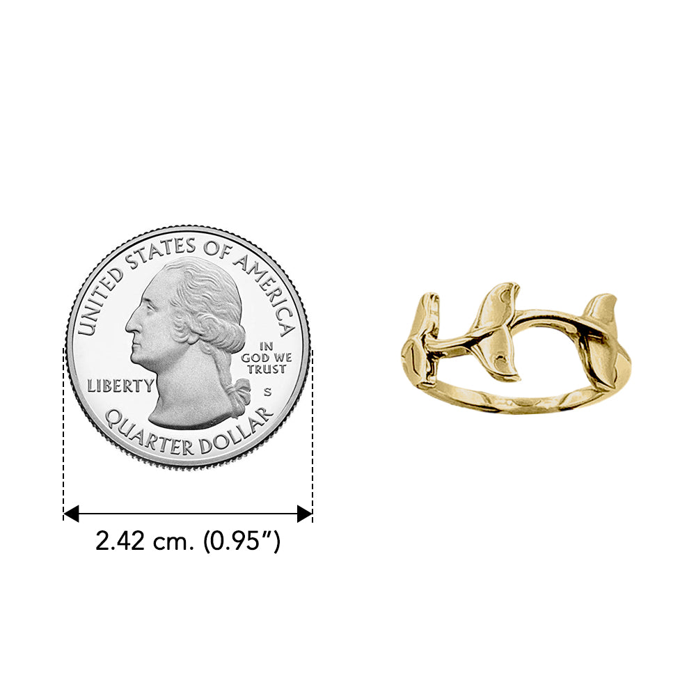 Triple Whale Tails Solid Gold Ring GRI2530