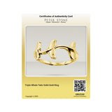 Triple Whale Tails Solid Gold Ring GRI2530