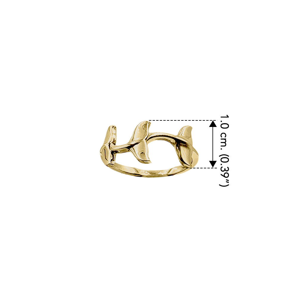 Triple Whale Tails Solid Gold Ring GRI2530