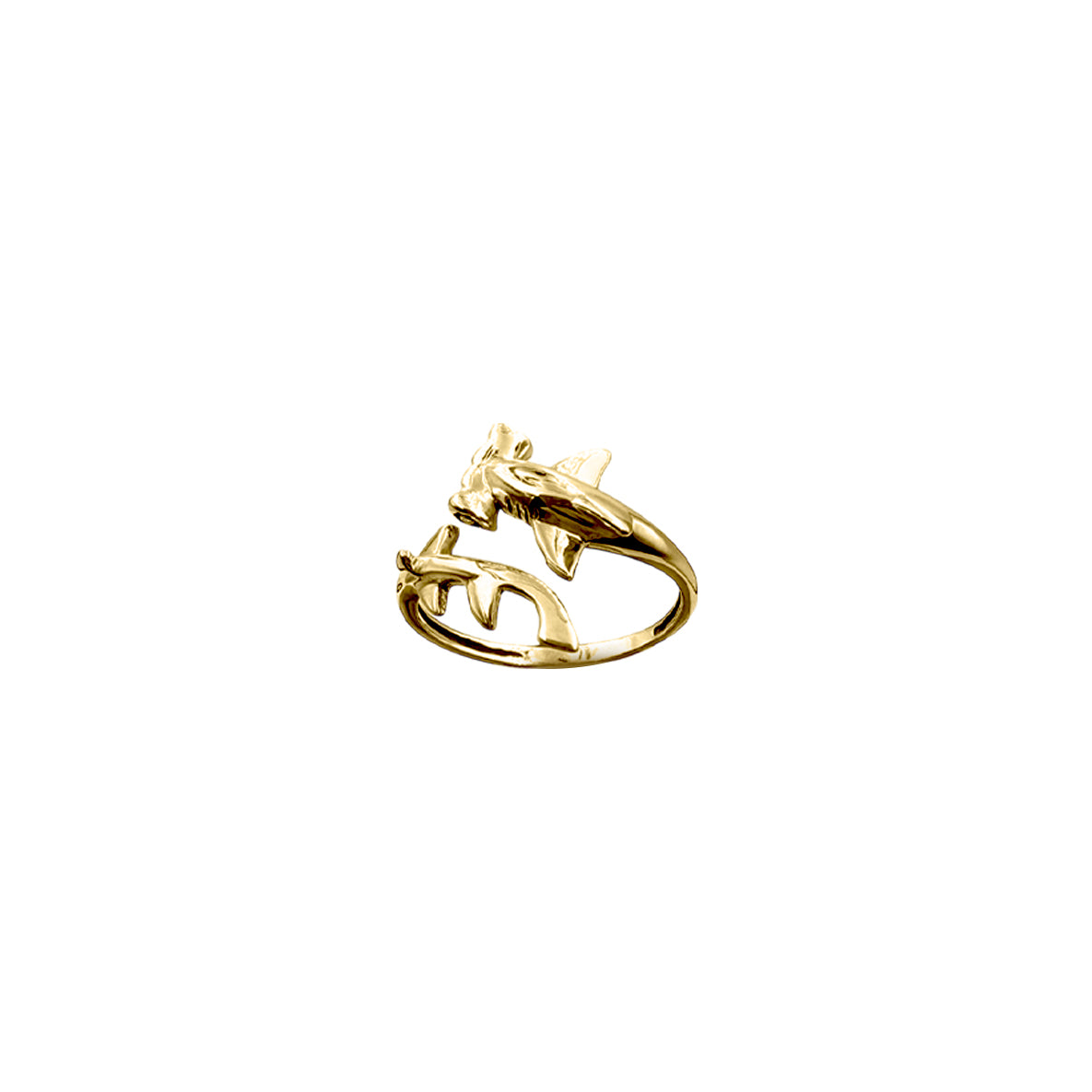 Hammerhead Shark Solid Gold Wrap Ring GRI2555