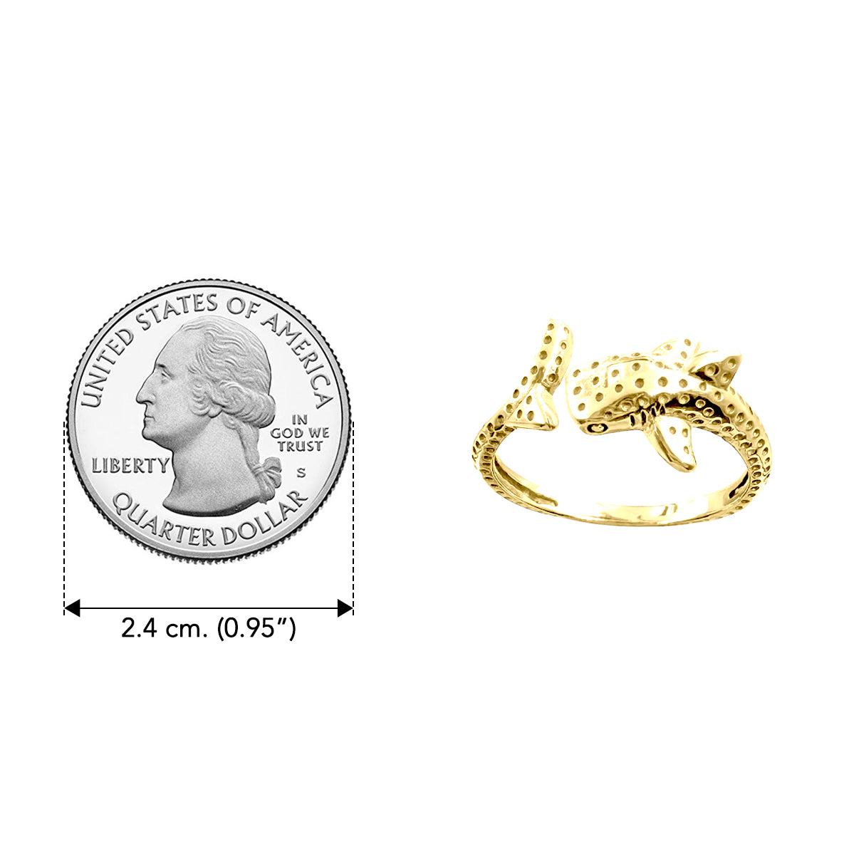 Whale Shark Solid Gold Wrap Ring GRI2556