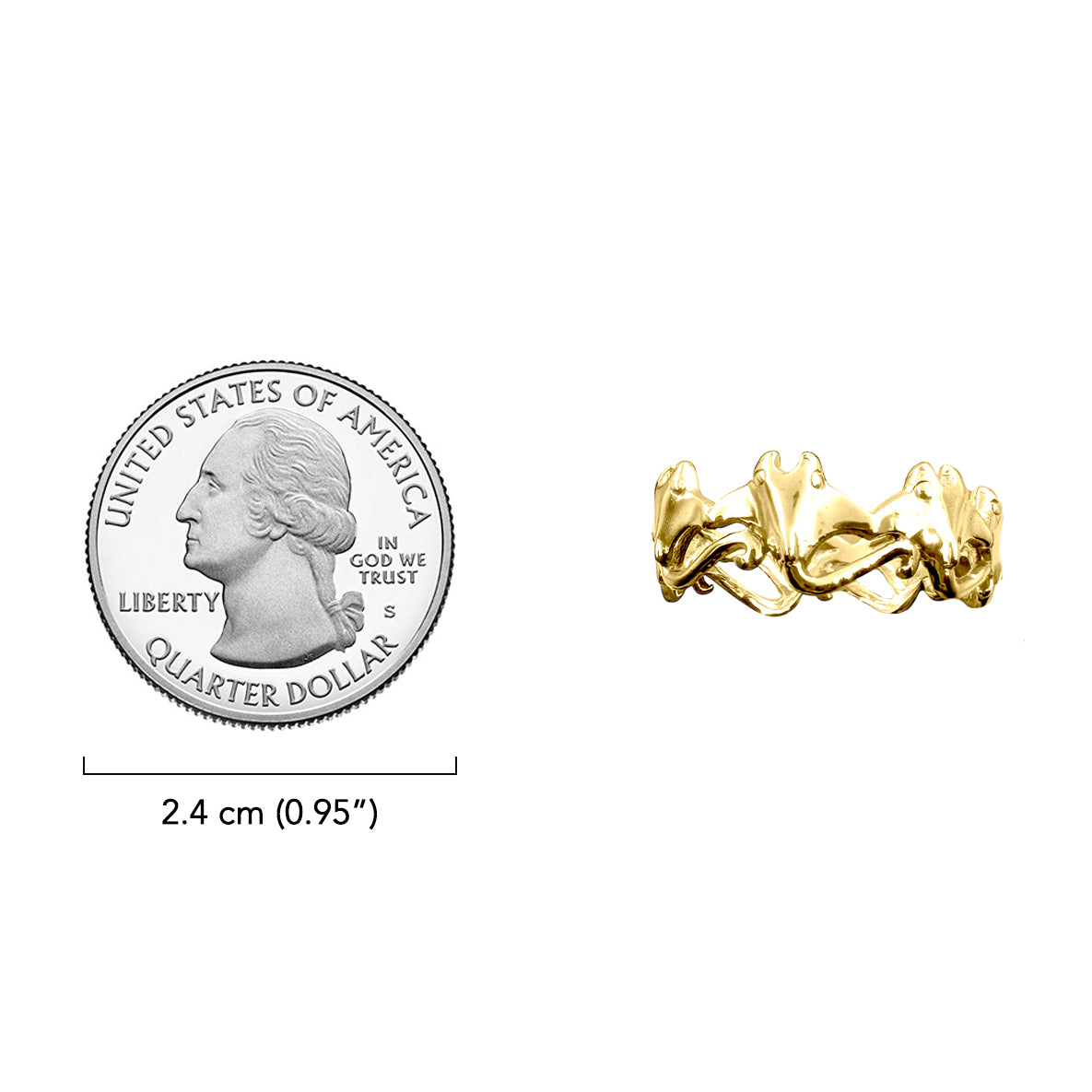 Manta Ray Solid Gold Band Ring GRI2557