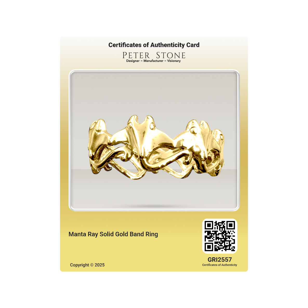 Manta Ray Solid Gold Band Ring GRI2557