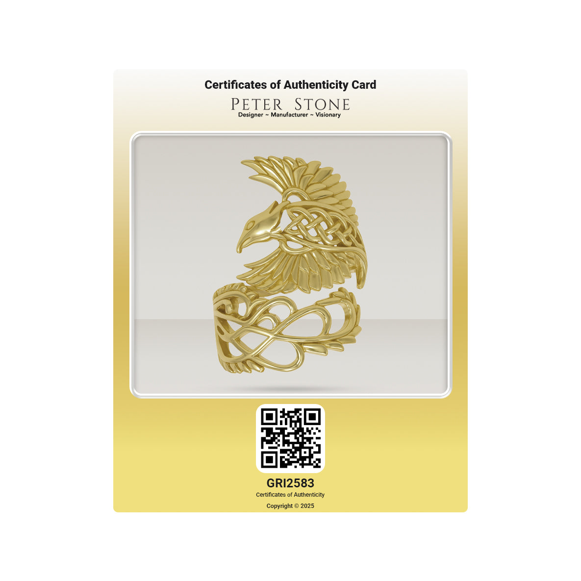 Honor The Flying Phoenix ~ Solid Gold Ring GRI2583