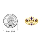 Irish Claddagh Solid Yellow Gold Ring with Gemstones GRI274