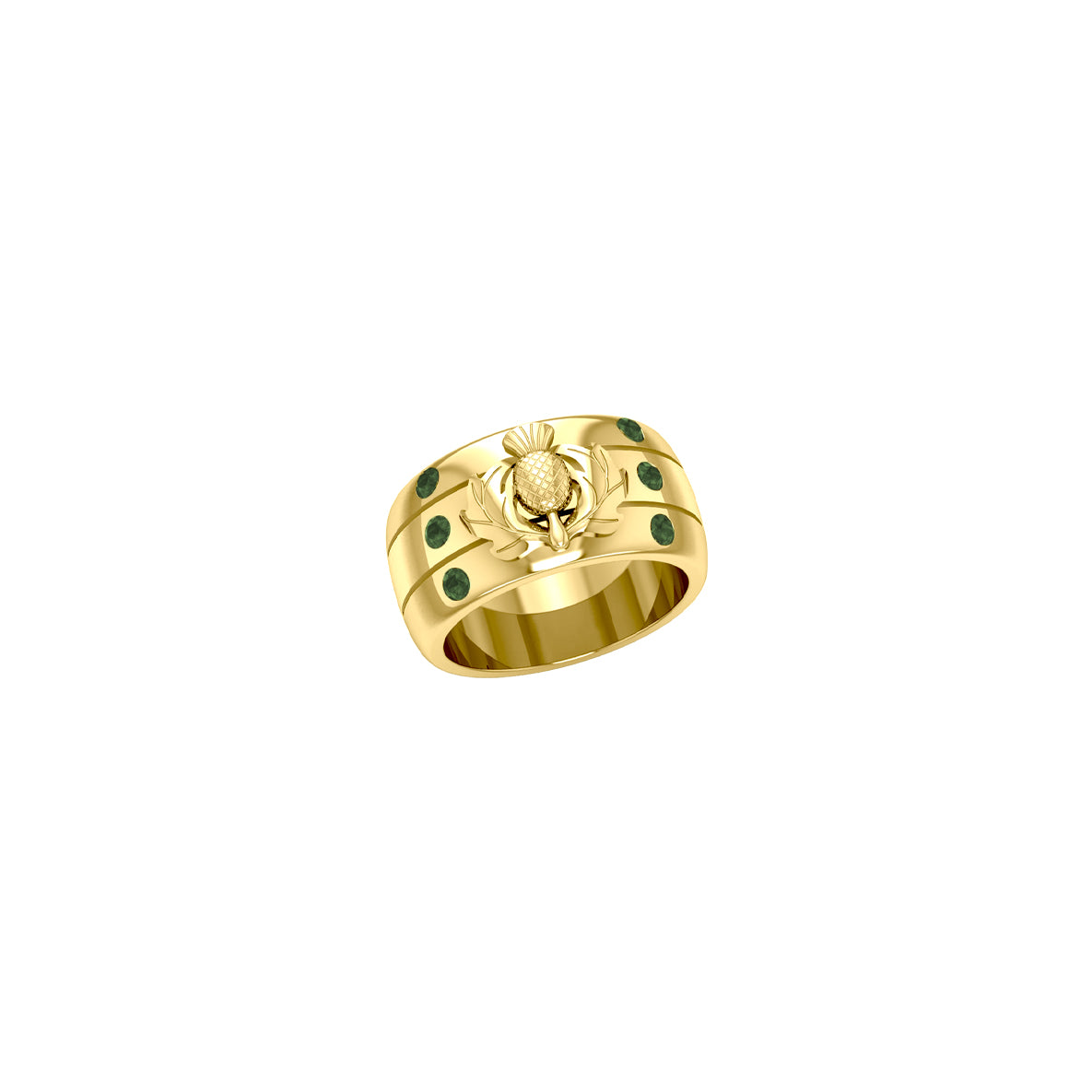 Strong and Beautiful Scottish Thistle Solid Yellow Gold Ring with GRI356