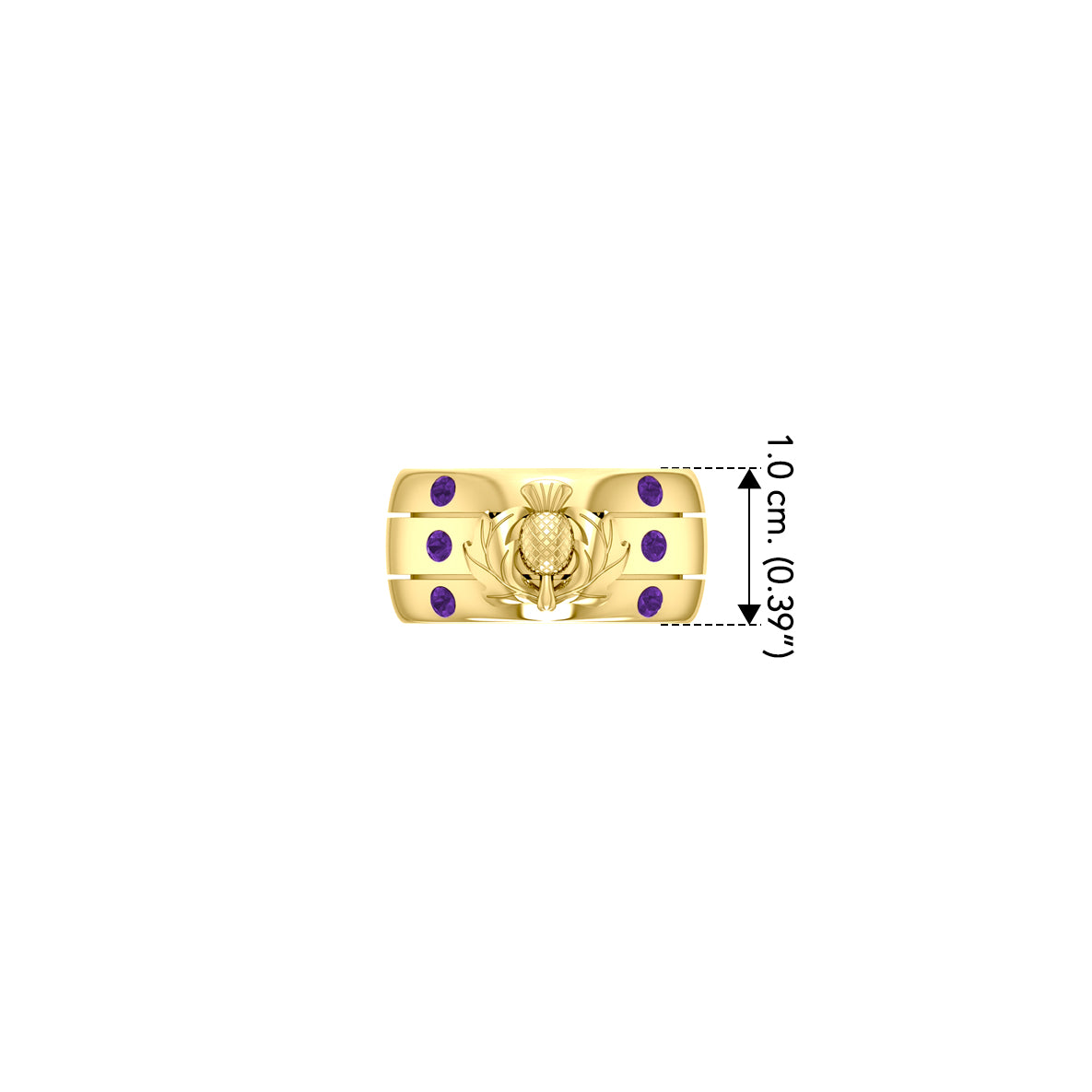 Strong and Beautiful Scottish Thistle Solid Yellow Gold Ring with GRI356