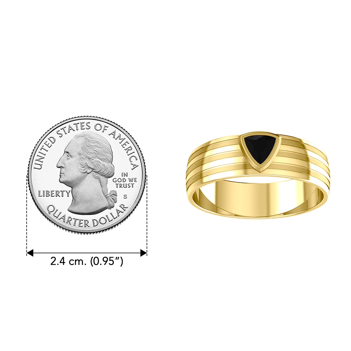 Blaque Triangle Solitare Solid Yellow Gold Ring GRI472