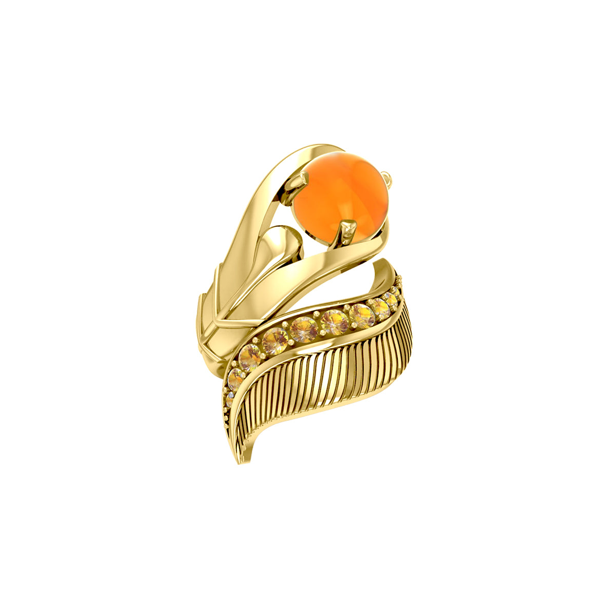 Graceful and free Dali-inspired Solid Yellow Gold Ring gemstones GRI580