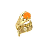 Graceful and free Dali-inspired Solid Yellow Gold Ring gemstones GRI580