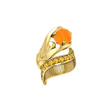 Graceful and free Dali-inspired Solid Yellow Gold Ring gemstones GRI580
