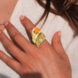 Graceful and free Dali-inspired Solid Yellow Gold Ring gemstones GRI580