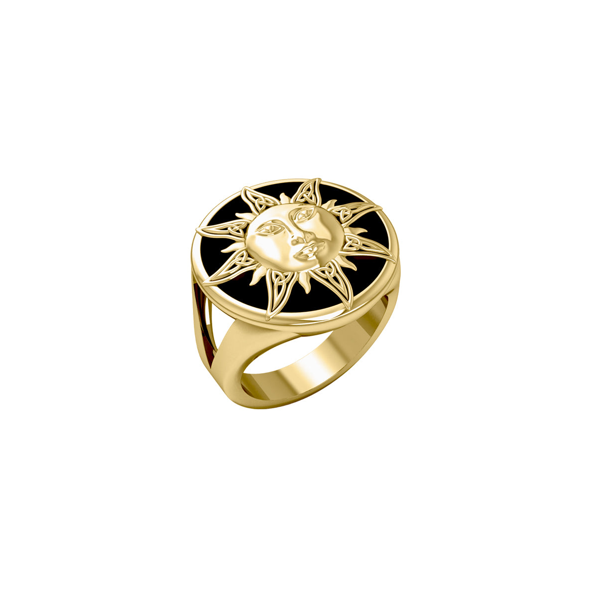 Celtic Sun Solid Yellow Gold Ring GRI632