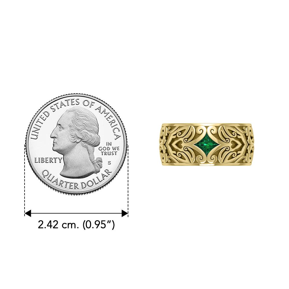 Modern Celtic Solid Gold Gemstone Ring GRI671 - Jewelry