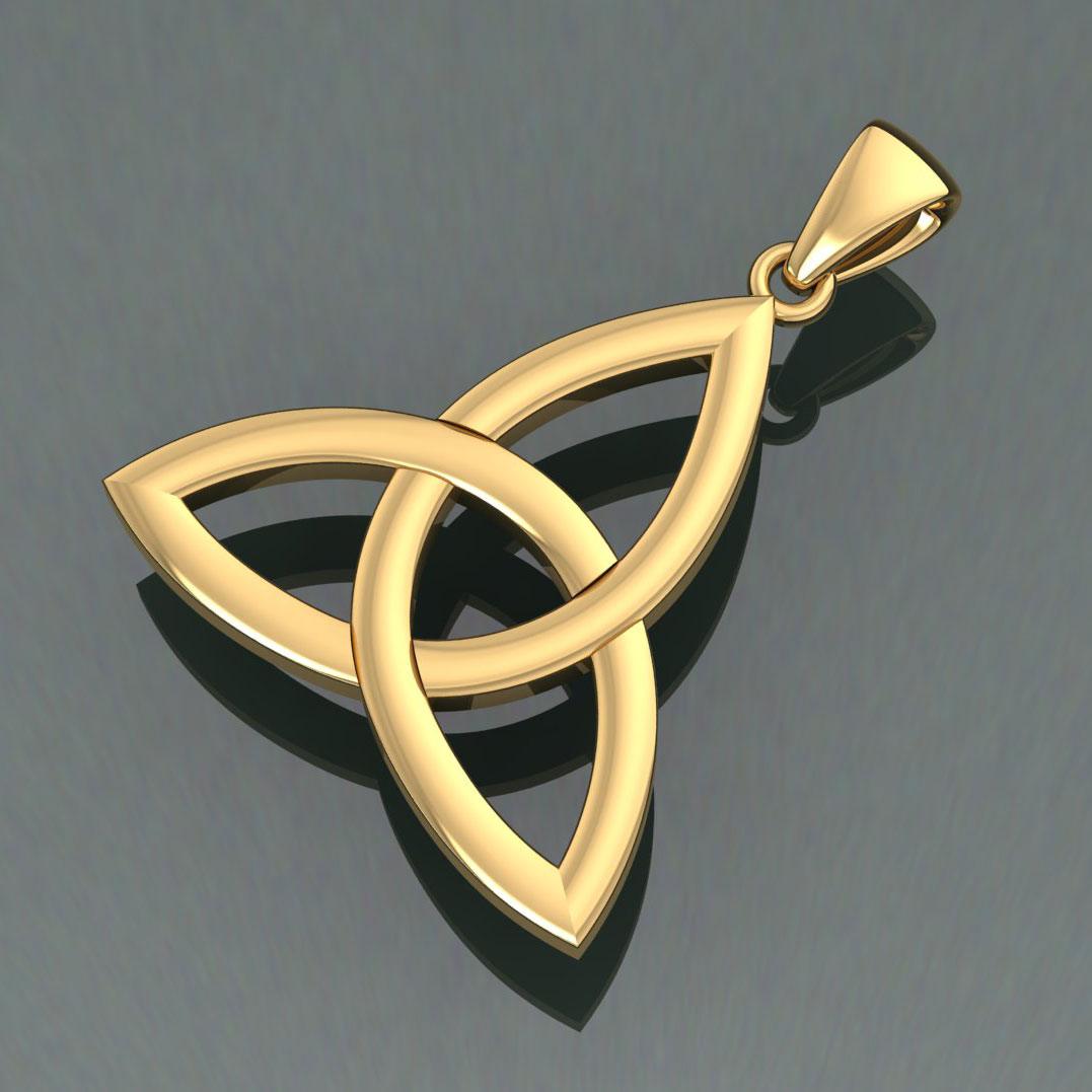 Unveil Ancient Wisdom: Celtic Triquetra Knot Solid Gold Pendant - GTP085 | Embrace the Eternal Interplay of Mind, Body, and Spirit - Jewelry
