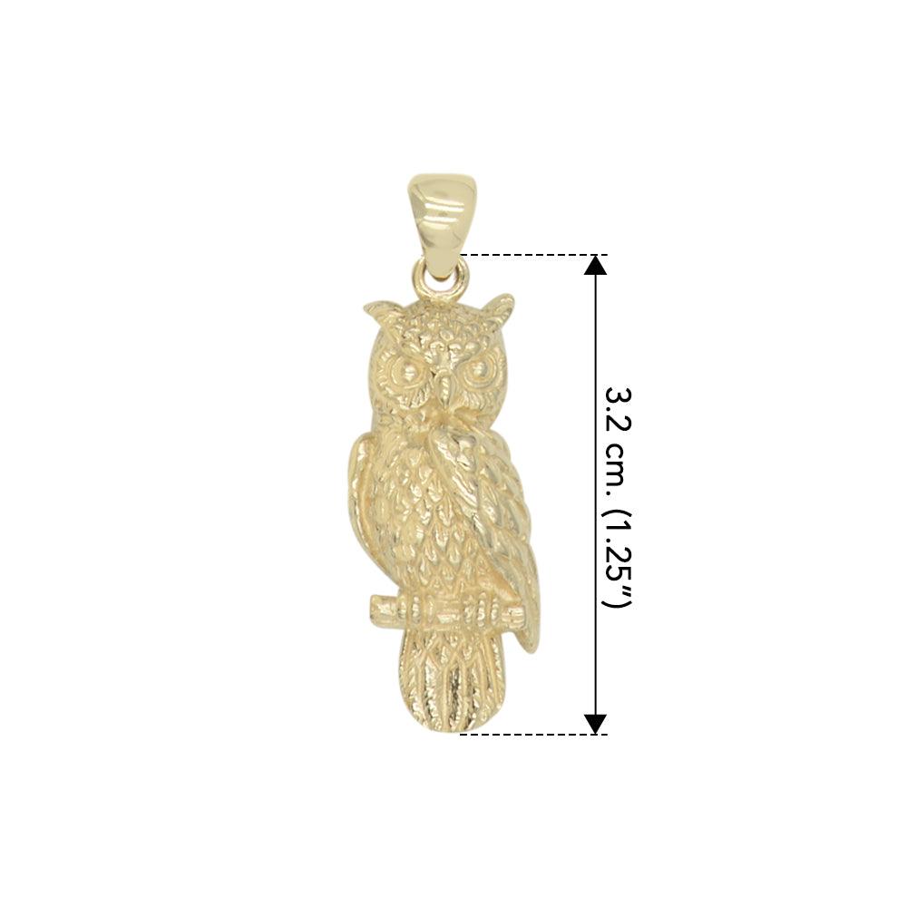 Owl Solid Gold Pendant GTP1619 (Hollow Back) - Jewelry