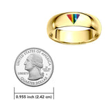 Rainbow Triangle Inlay Solid Gold Band Ring GTR1422 - Jewelry