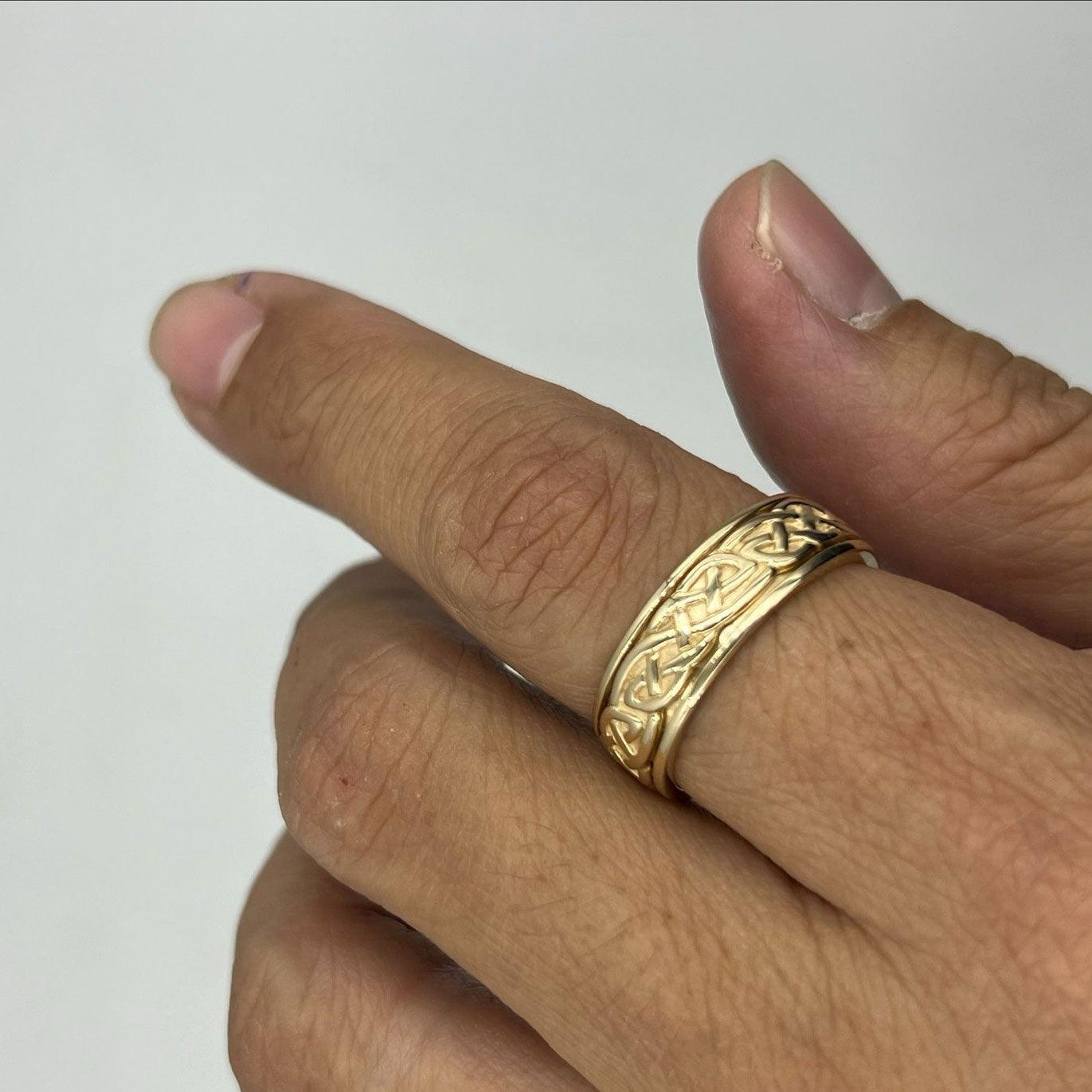 Celtic Knotwork 14K Yellow Gold Spinner Ring GTR1757 - Jewelry