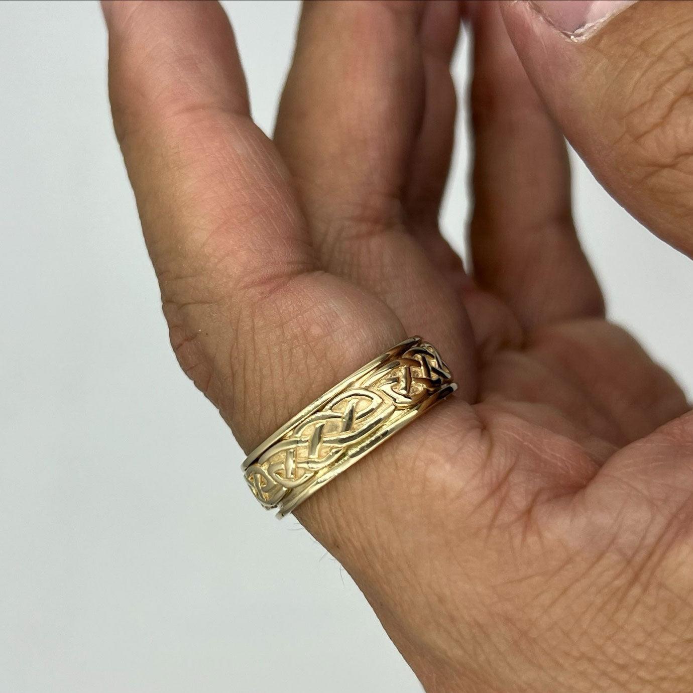 Celtic Knotwork 14K Yellow Gold Spinner Ring GTR1757 - Jewelry