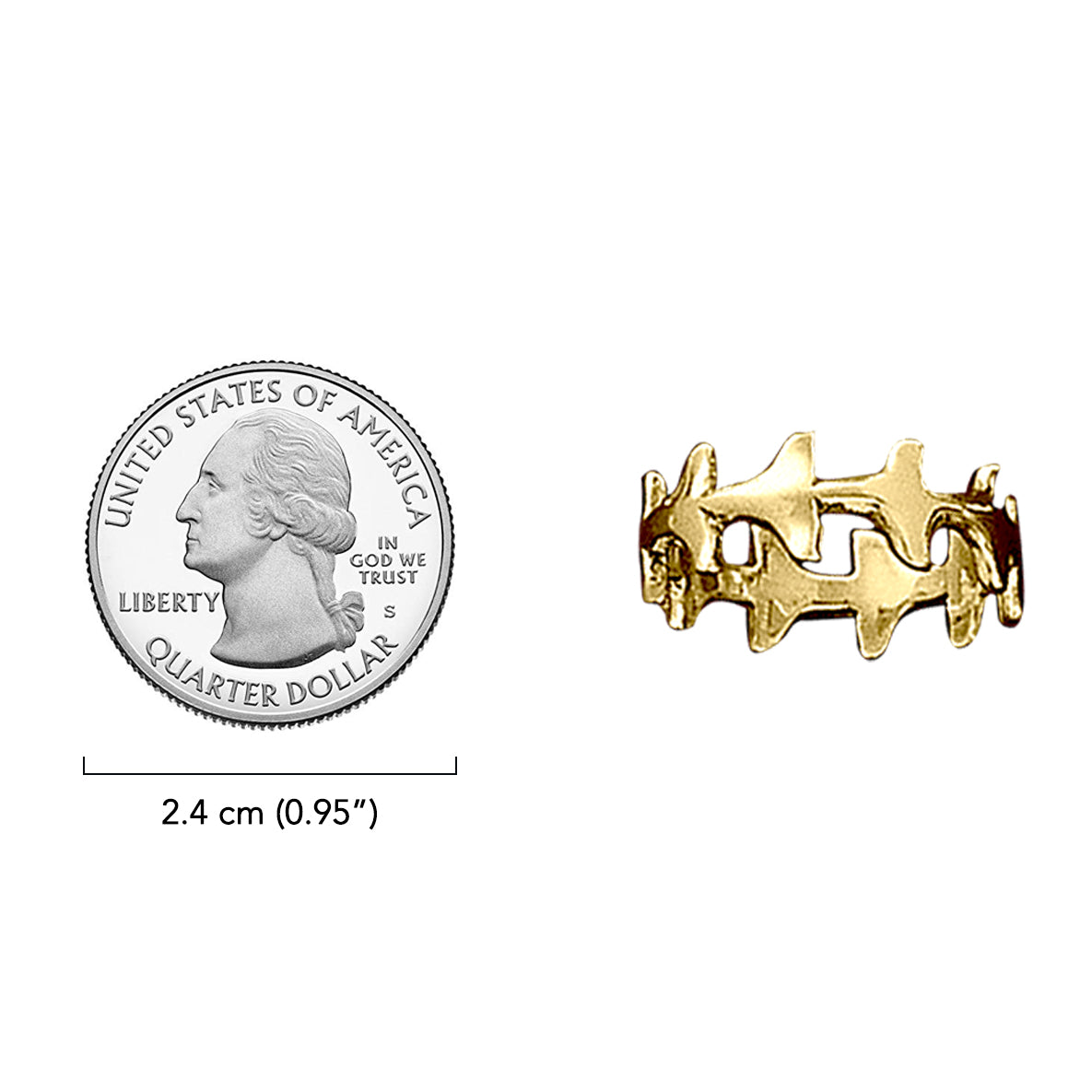 Whale Tail Solid Gold Ring GTR971