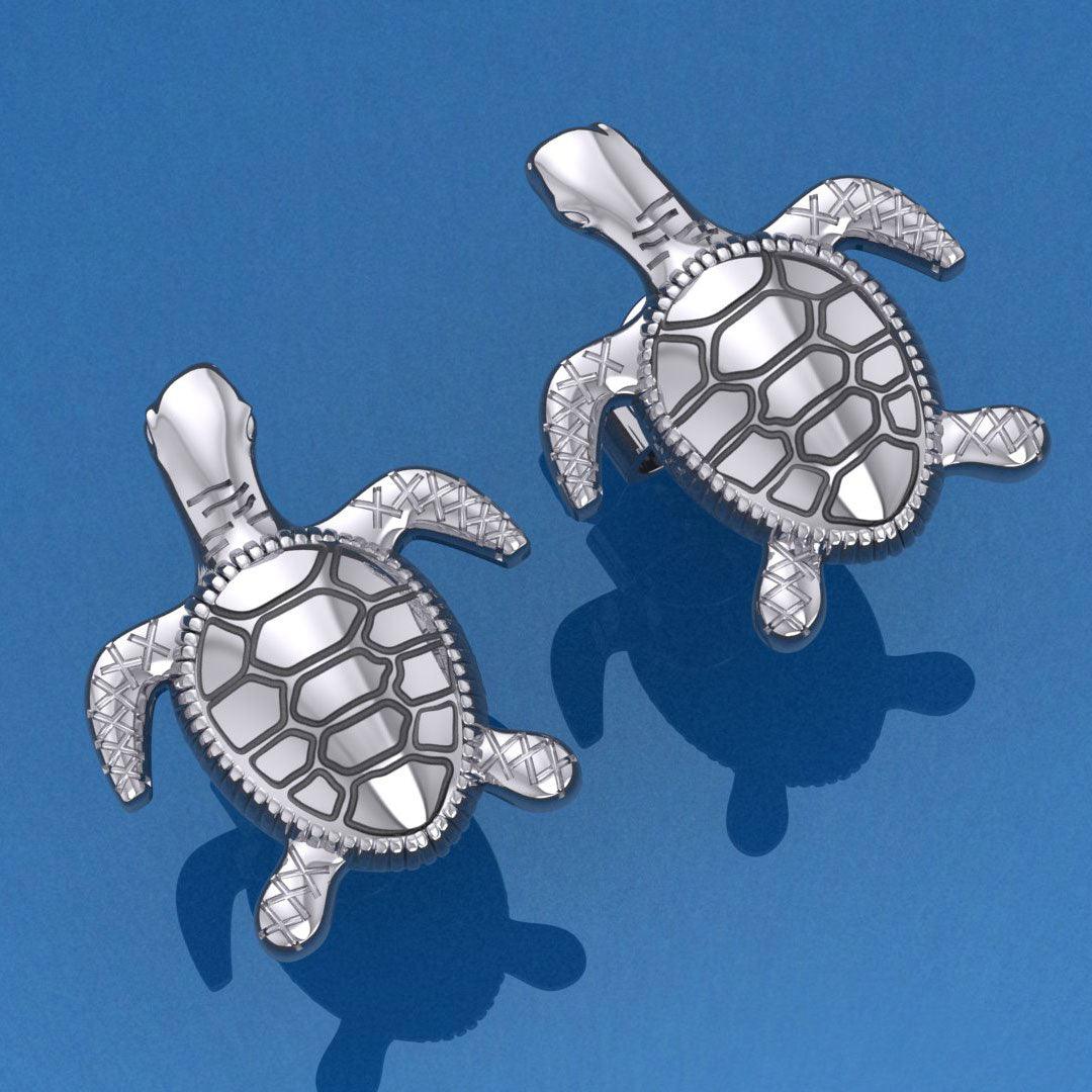 Silver Turtle Post Earrings JE206 - Jewelry