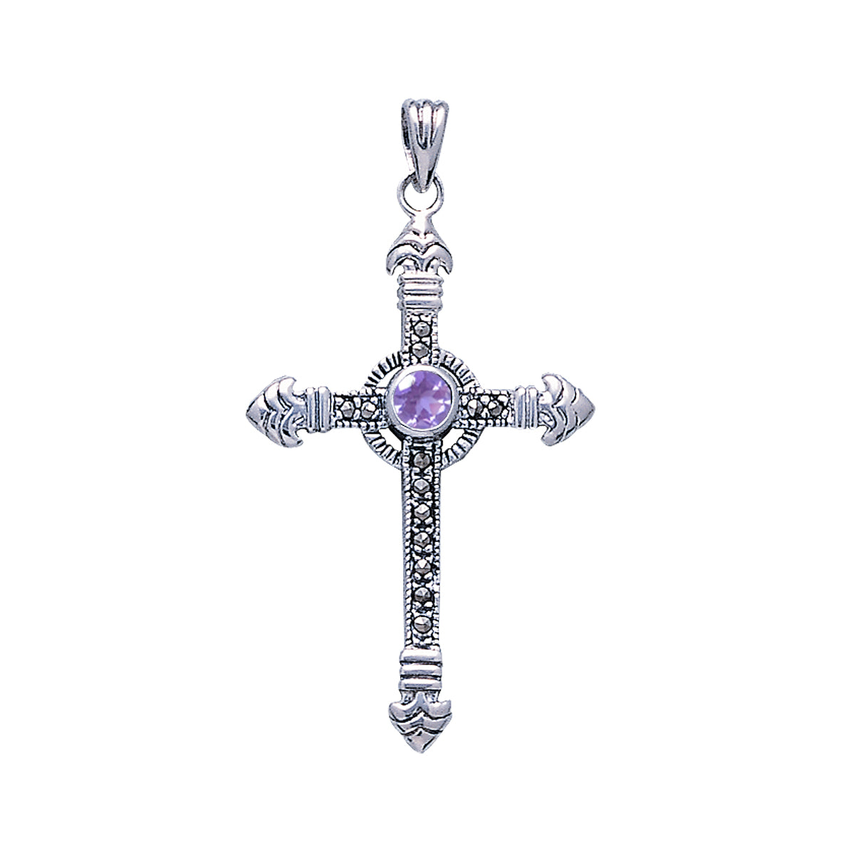 Celtic Cross Sterling Silver & Marcasite Pendant JP030