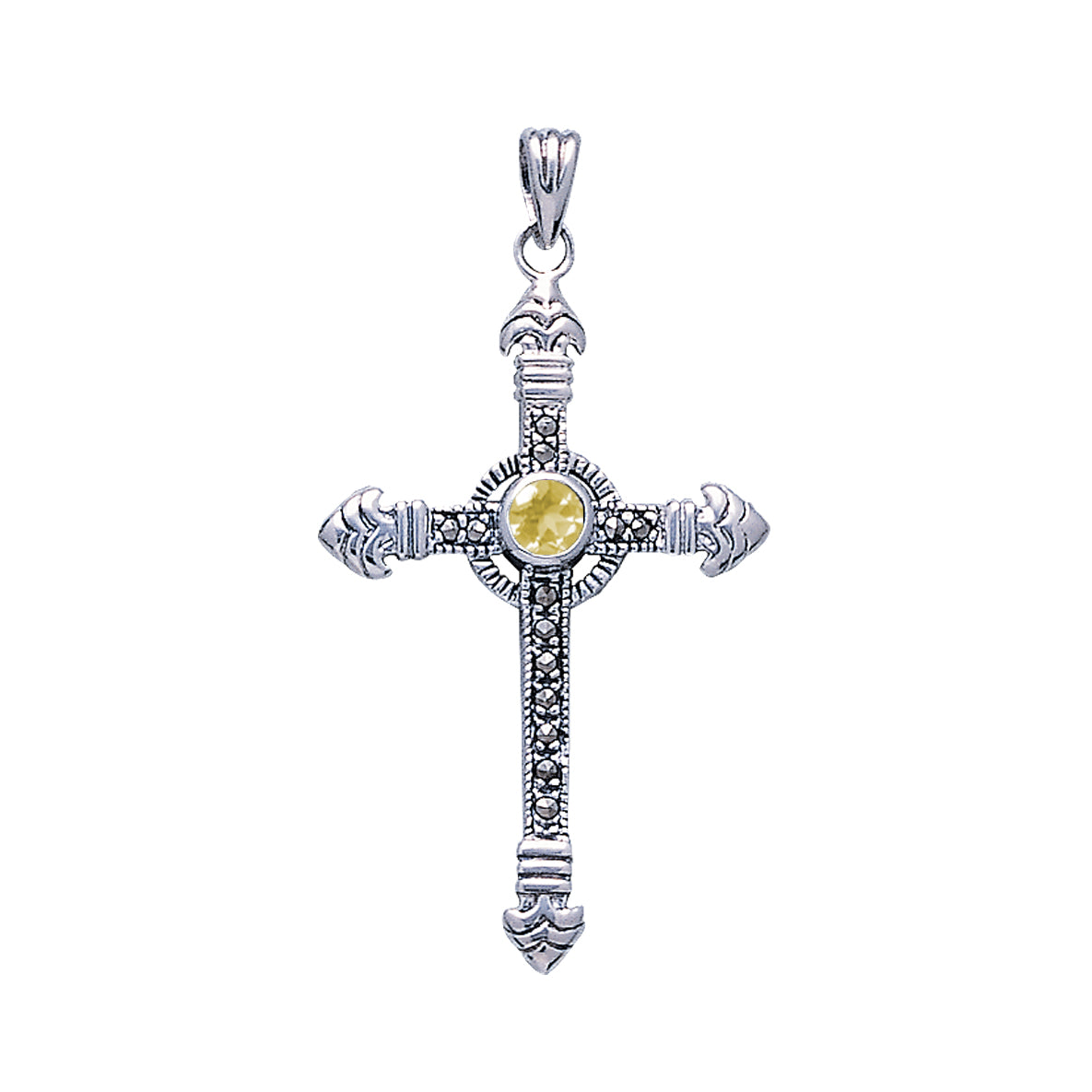 Celtic Cross Sterling Silver & Marcasite Pendant JP030