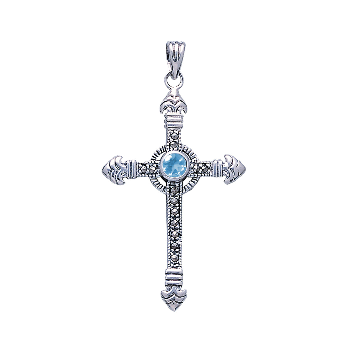 Celtic Cross Sterling Silver & Marcasite Pendant JP030