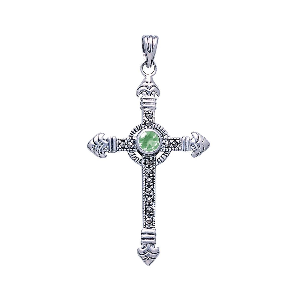 Celtic Cross Sterling Silver & Marcasite Pendant JP030