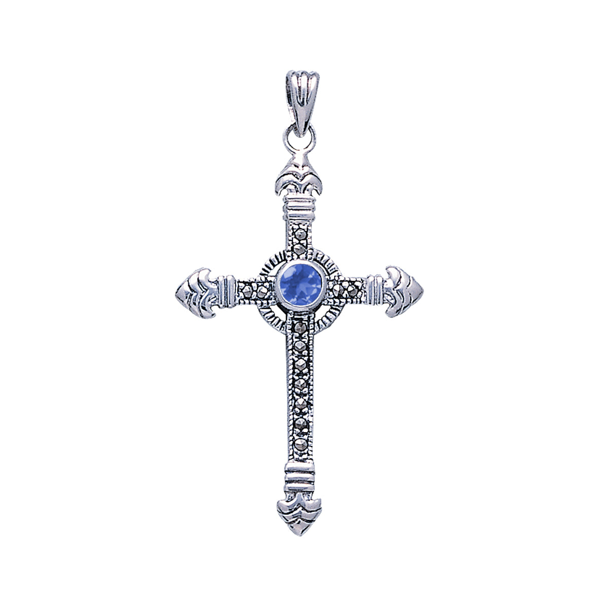 Celtic Cross Sterling Silver & Marcasite Pendant JP030