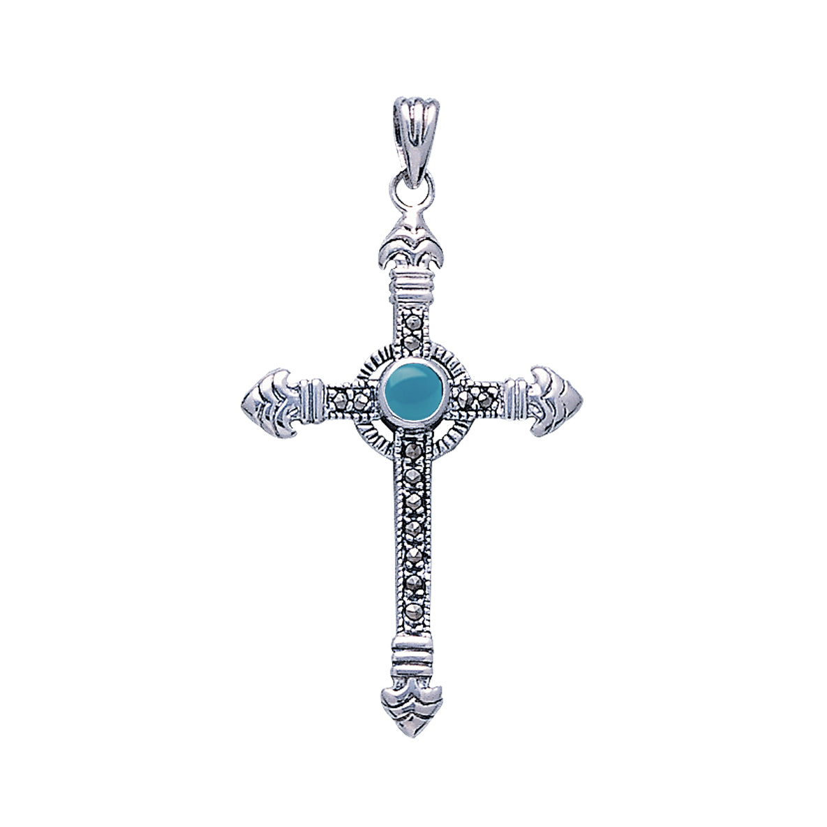 Celtic Cross Sterling Silver & Marcasite Pendant JP030